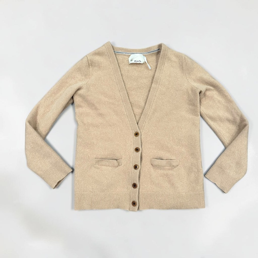 Providence 100% Cashmere Cardigan Sweater Tan Shrunken Fits Small Cozy v-neck